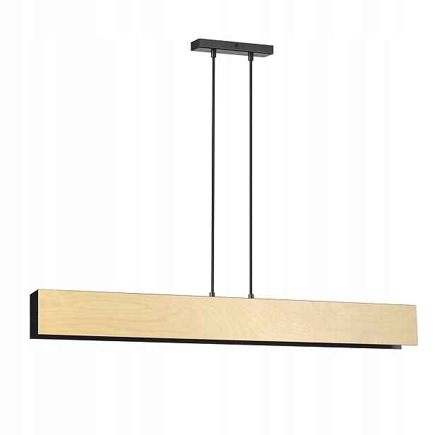 Závěsná podlouhlá dřevěná lampa černá hnědá 100 cm do jídelny Emibig