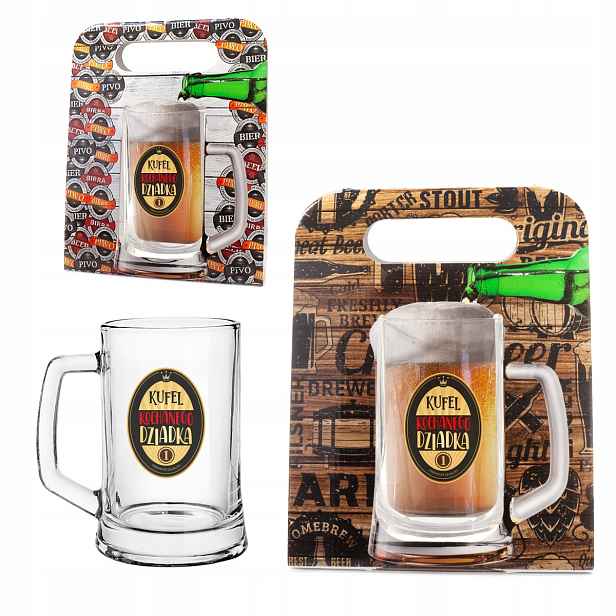 2x pivní sklenice na pivo v ozdobném balení "Pivní Sklenice milovaného dědečka"