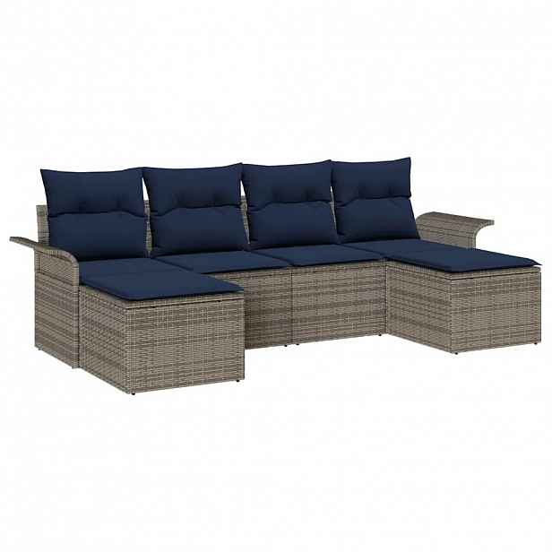 vidaXL Sada zahradních pohovek 6 ks Šedá Poly ratan