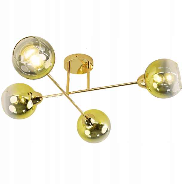Závěsná Stropní Lampa Lustr Kule zlatá Moderní Led mléčná
