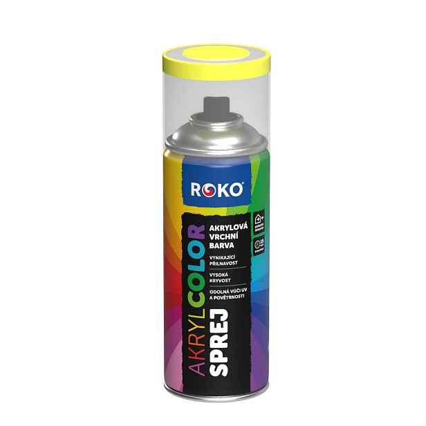 Barva akrylová vrchní Roko AKRYCOLOR Sprej sírová žlutá, 400 ml
