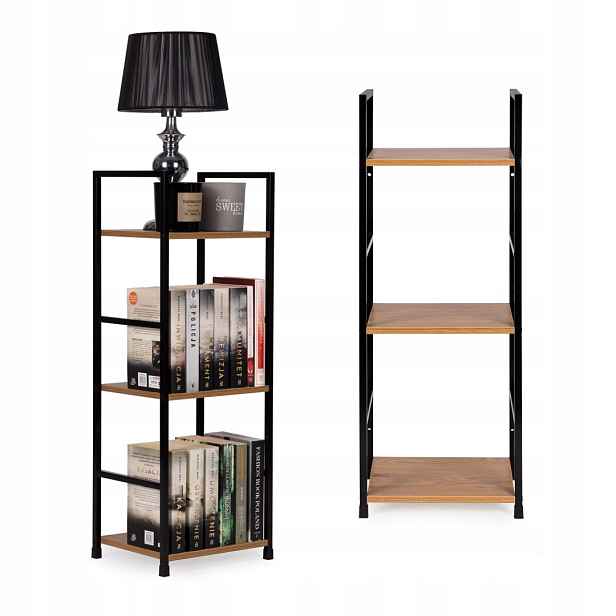 Dřevěný regál s moderním kovovým rámem Loft, 3 police ModernHome ModernHome