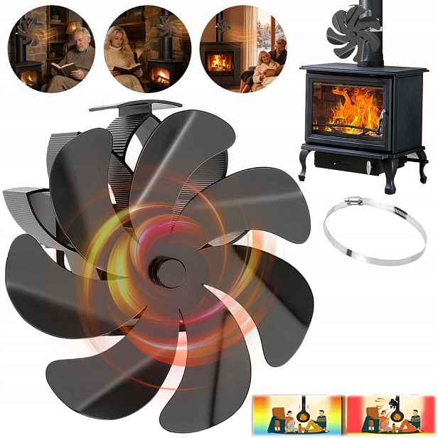 Krbový Ventilátor Se 7 Lopatkami, Ventilátor Pro Kamna Bez Elektřiny