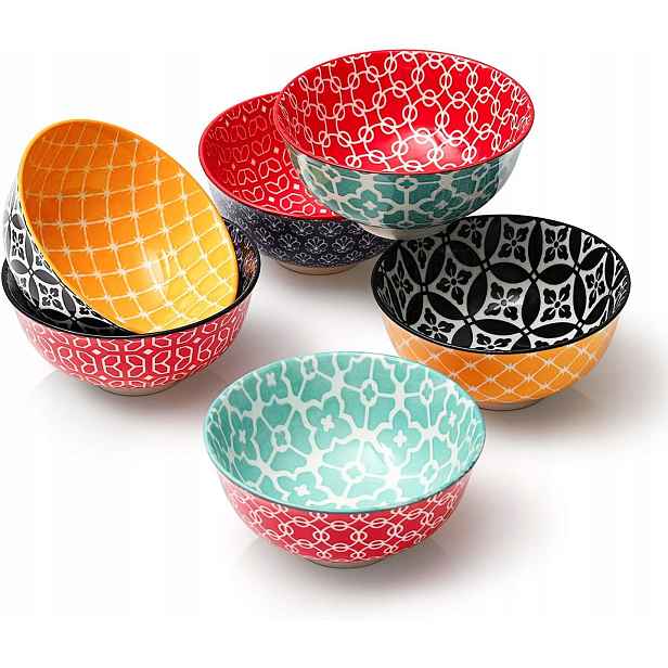 Porcelánové misky, živé barvy, 300 ml, 11,4 cm, 6 Kusů