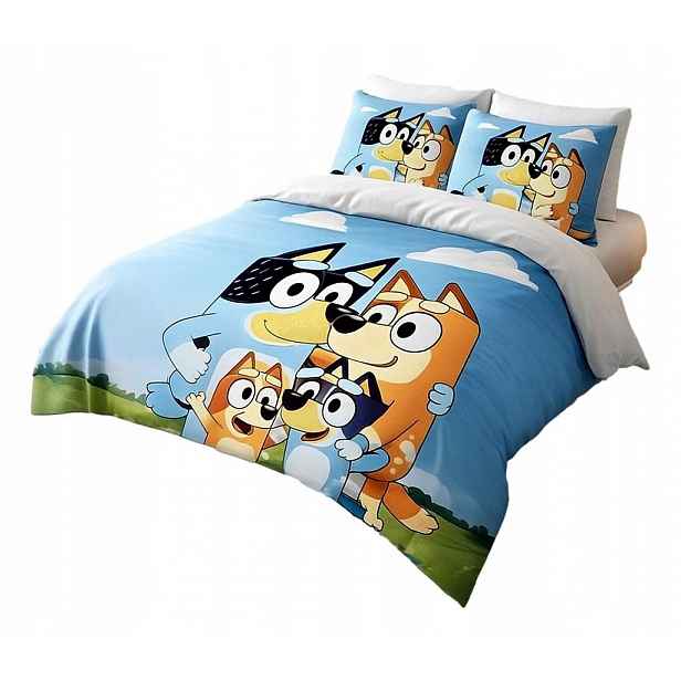 Povlečení 140x200 Bluey Bandit Chilli Bingo Blue oboustranné