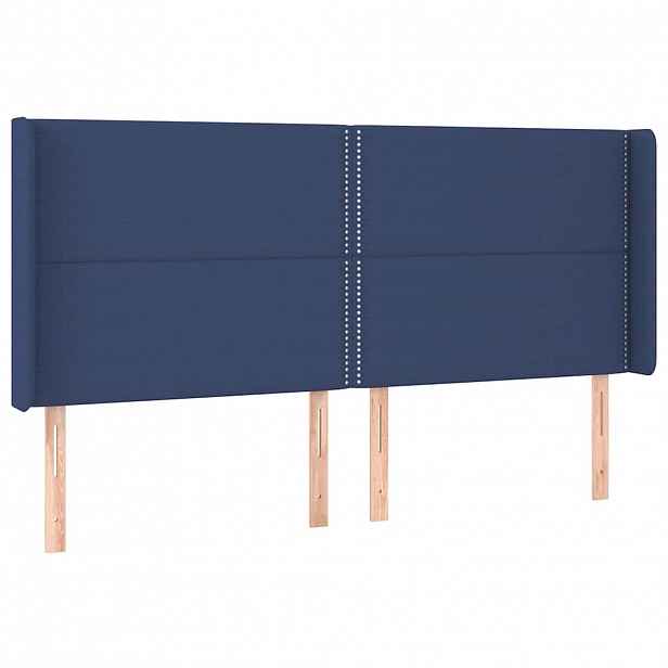 vidaXL Čelo postele typu ušák modré 203x16x118/128 cm textil