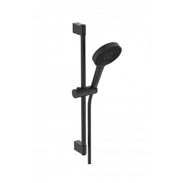 Ideal Standard Idealrain Solos - Set sprchové hlavice, tyče a hadice, 3 proudy, EcoFlow, hedvábná černá A7897XG