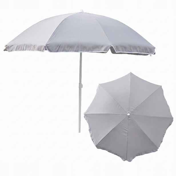 Zahradní Slunečník Plážový, protisluneční, velký 240 cm, šedý, sklápěcí