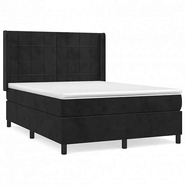 vidaXL Box spring postel s matrací černá 140x200 cm samet
