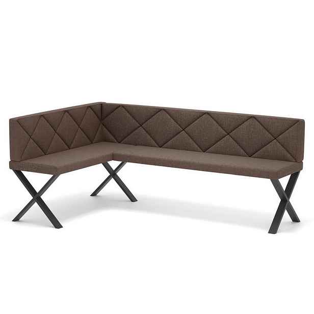Idohome ROHOVÁ LAVICE VERO X levá tkanina prošívaná, 128/168 cm, hnědá