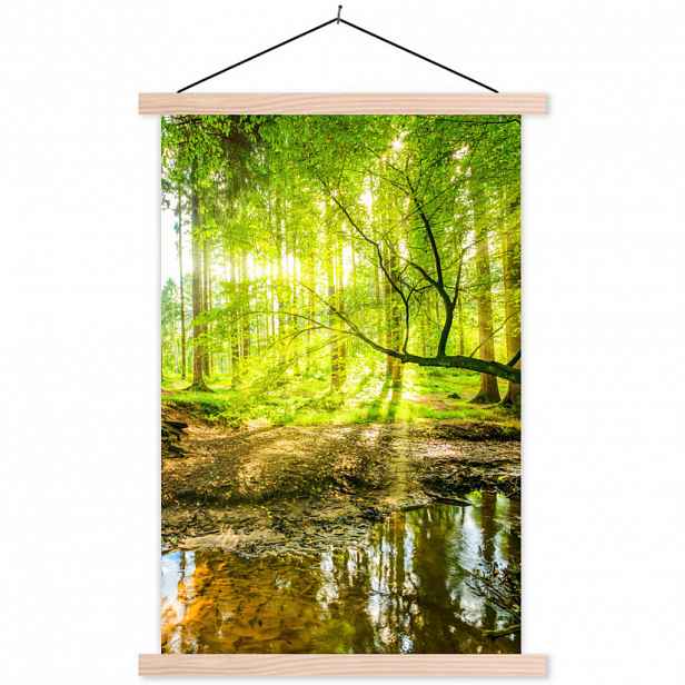 MuchoWow PLAKÁT S MAGNETICKOU LIŠTOU Les - Krajina - Voda - Stromy - Slunce - Zeleň - Příroda 40x60 cm