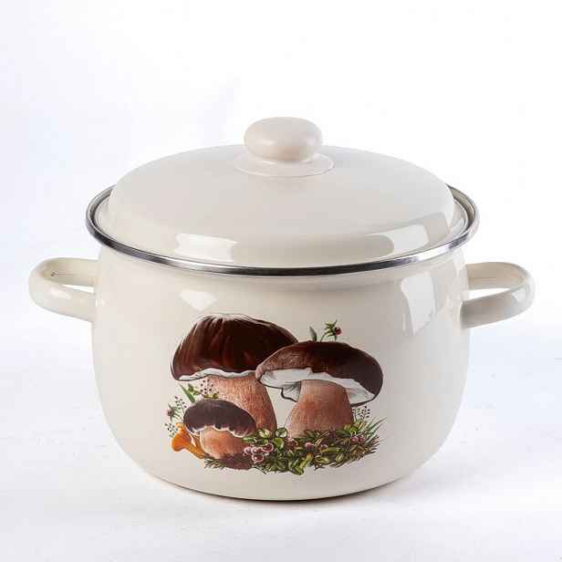 Smaltovaný hrnec s poklicí HOUBY 3,5 l