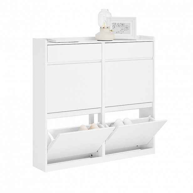 SoBuy BOTNÍK se 6 dveřmi Bílá 98x19x95cm Minimalistický