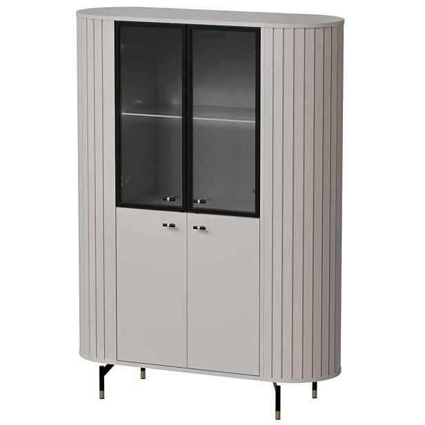 Idohome VITRÍNA SENTO rýhovaná z MDF, kašmírová