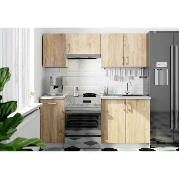Kuchyňská linka 180 cm TRIVORA - bílá / dub sonoma
