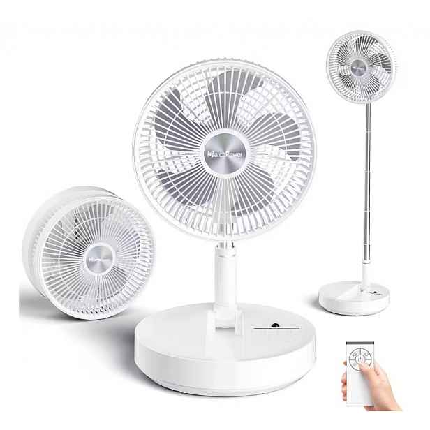 Marchpower Tichý skládací stojanový ventilátor Bílý