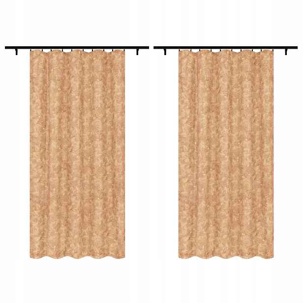 Polské Záclony Na Žabky 140 x 250 cm 2 Kusy Kamenný Vzor Oranžový