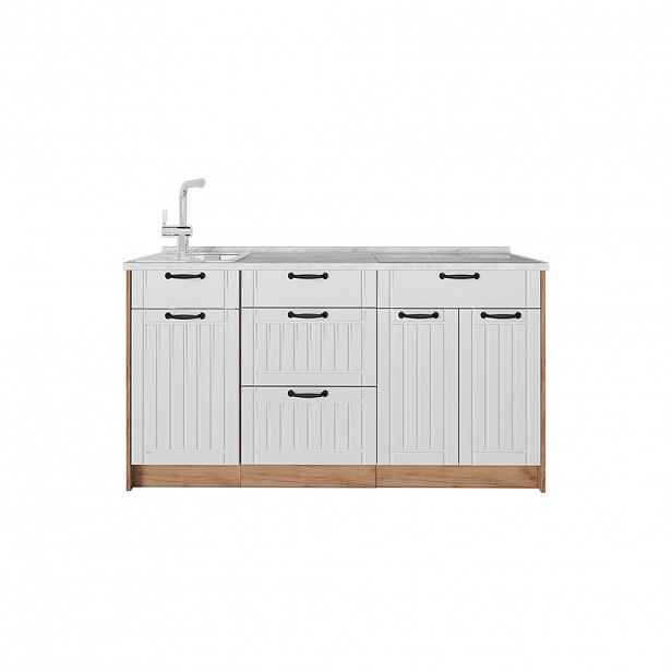 Vicco KUCHYŇSKÝ BLOK Fame-Line, Bílý venkovský dům/Zlatý mocný dub, 150 cm, PD Mramor