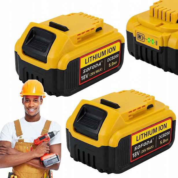 2x Výkonný Akumulátor Baterie 18V 5Ah Pro De-walt DCB200 DCB184 DCB101 DCB107