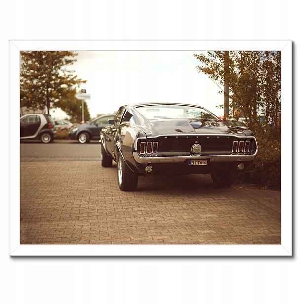 Plakáty v rámu 40x30 Ford Mustang černo-bílé