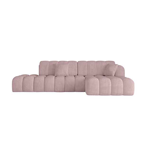 ALTDECOR ROHOVÁ SEDAČKA s funkcí spaní a otomanem, pravá OLEA-L2-S 321x164x75 Růžová Manšestr