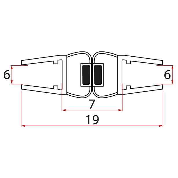 Aqualine EXTRA SLIM set plochých magnetických těsnění pro sklo 6/6mm, 1900mm (2ks)