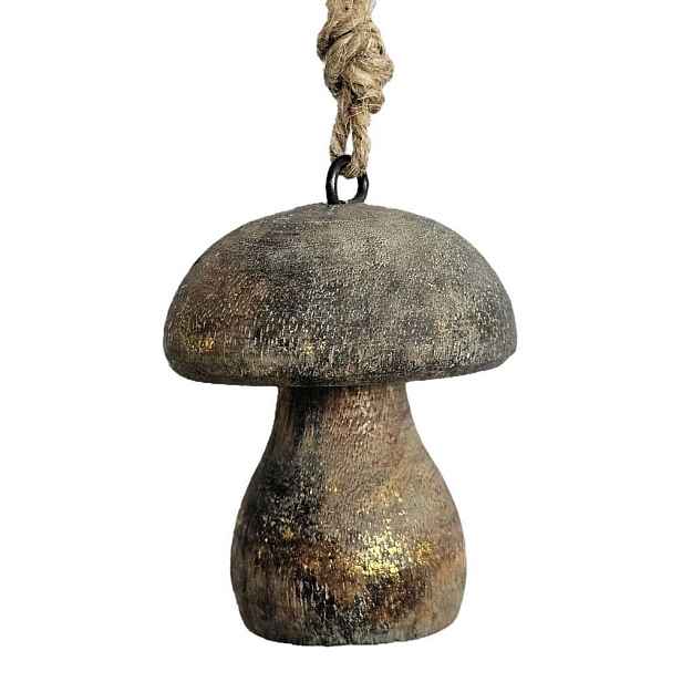 Dřevěná závěsná ozdoba s patinou houbička Mushroom - Ø 5 * 7cm Ostatní