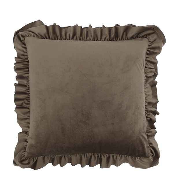 Sametový povlak na polštář Mocca s volánky – 45*45 cm Chic Antique