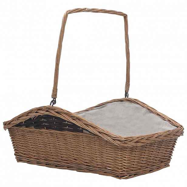 vidaXL Koš na dřevo s uchem 61,5 x 46,5 x 58 cm hnědý vrba