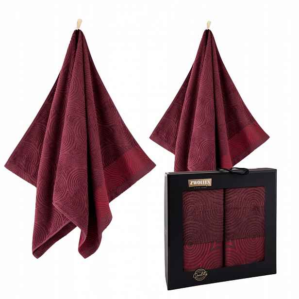 Zwoltex Hologram ručník 2ks bavlna egyptská vínová 450g 50x90+ 70x140