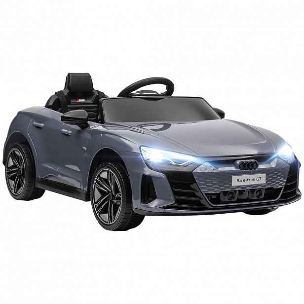 HOMCOM DĚTSKÉ ELEKTRICKÉ AUTO s dálkovým ovládáním, klaksonem, hudbou, světlomety, bezpečnostním pásem, šedé