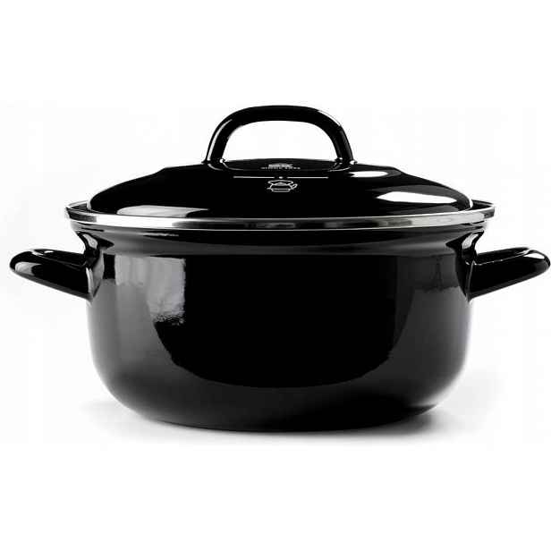Hrnec tradiční ocelový smaltovaný 24 cm černý Bk Holland Indigo 4,2l