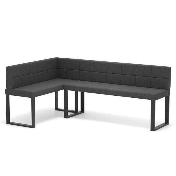 Idohome ROHOVÁ LAVICE SANA U levá tkanina prošívaná, 142/196 cm, antracitová