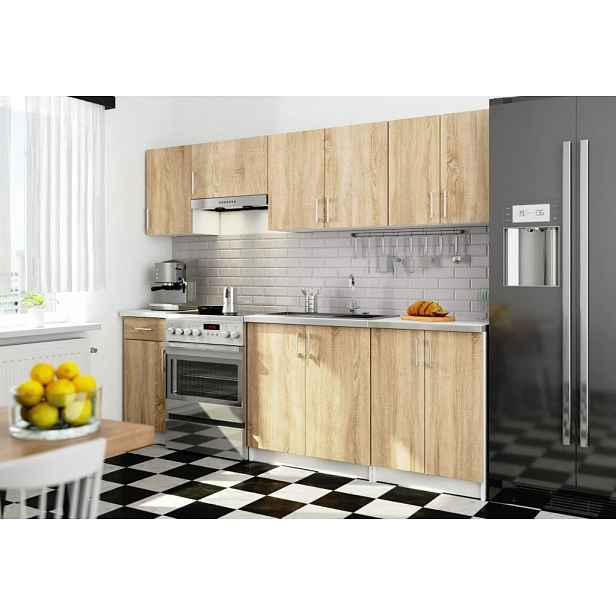 Kuchyňská linka 240 cm TRIVORA - bílá / dub sonoma