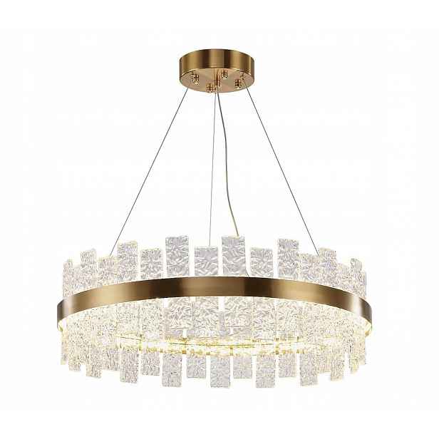 Salamanca závěsná lampa 60 cm kulatá Led tricolor křišťálová zlatá