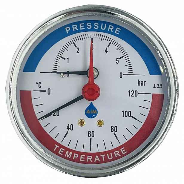 Termomanometr 80 mm 1/2 6 bar 120C Zadní Aksiální