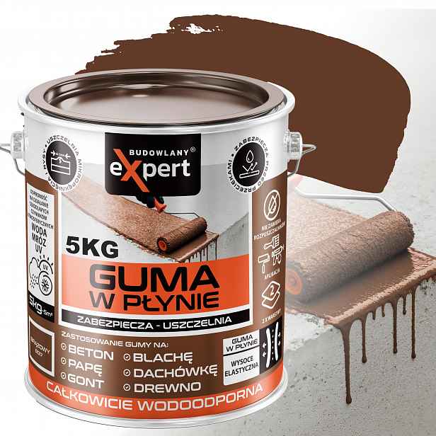 Těsnicí hmota, tekutá guma Budowlany Expert hnědá 5 l