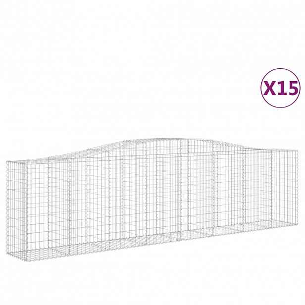 vidaXL Klenuté gabionové koše 15ks 400x50x100/120cm pozinkované železo