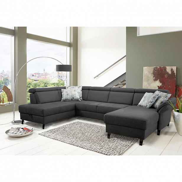 Sit & More SEDACÍ SOUPRAVA, textil, šedá, černá