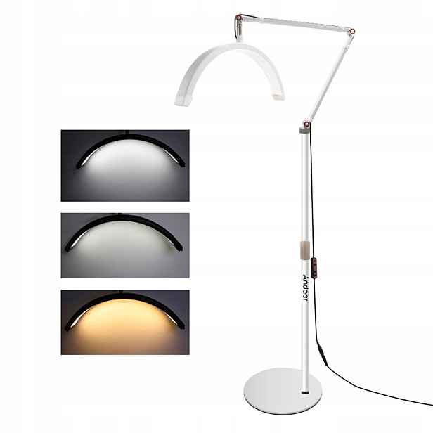 HD-M2X 20W Led Stojací Lampa Na Video Ve Tvaru Půlměsíce Bílá