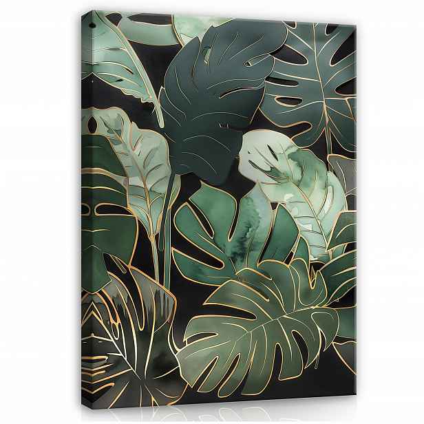 Obraz Zelené Listy Monstera Na Plátně Stěna Do Ložnice Obývacího Pokoje 100x70