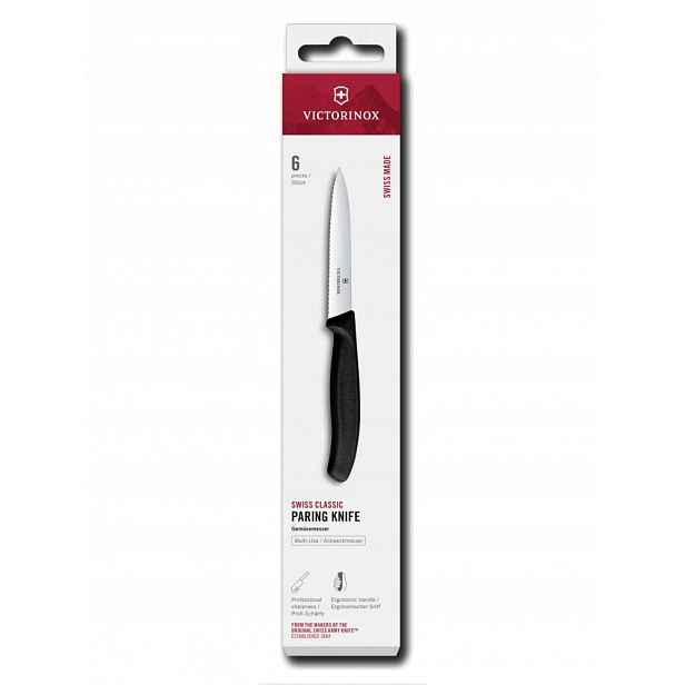 Sada 6 ks nůž na zeleninu, Swiss Classic, 10 cm, zoubkovaný, špičatý, černý