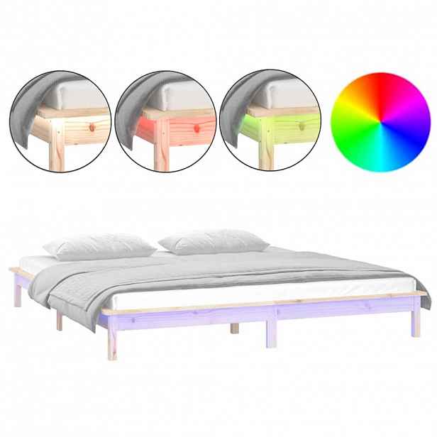 vidaXL Rám postele s LED světlem 160 x 200 cm masivní dřevo