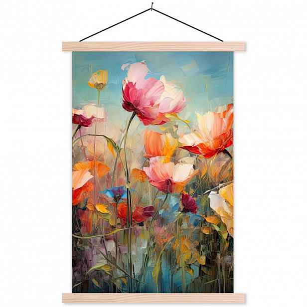 MuchoWow PLAKÁT S MAGNETICKOU LIŠTOU Květiny - Akvarel - Umění - Botanické - Příroda 40x60 cm