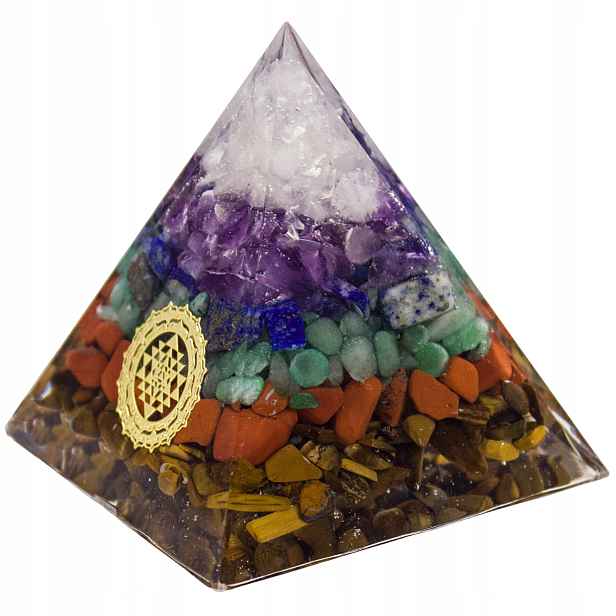 Piramidka Orgonit Ametyst Lazuryt Agat Aventurín Harmonia Feng Shui 6 cm