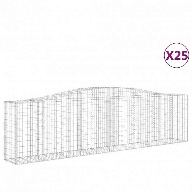 vidaXL Klenuté gabionové koše 25ks 400x50x100/120cm pozinkované železo