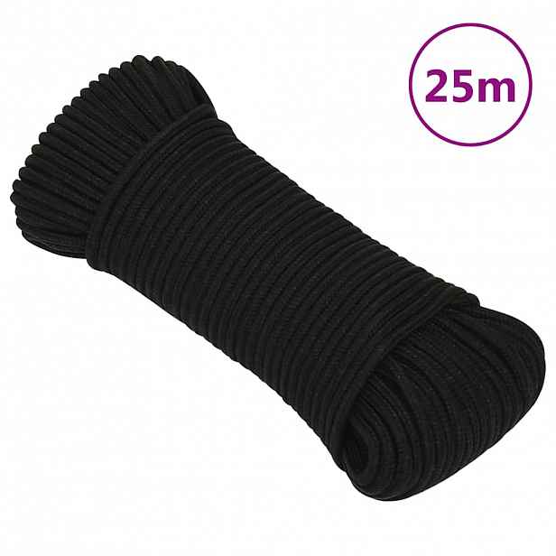 vidaXL Pracovní lano černé 5 mm 25 m polyester
