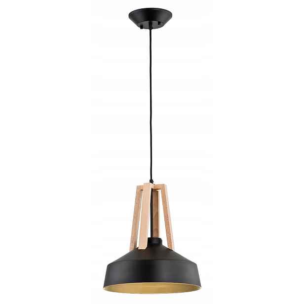 Závěsná lampa Alfa Drop E27 60W černá/dřevo regulovatelná IP20