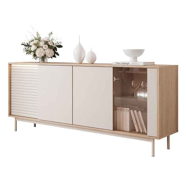 Idohome ŠIROKÁ KOMODA LUSSO 184 cm, dub / kašmírová