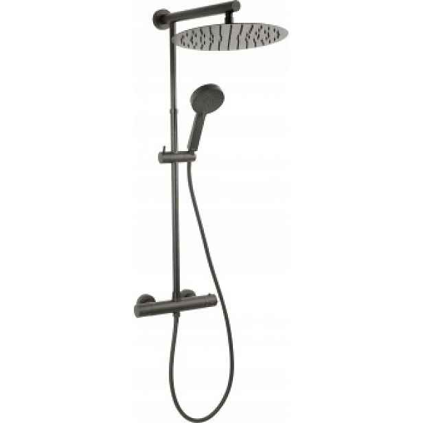 Ferro Sprchový Set S Dešťovou Sprchou A Baterií Termostat. Trevi Gun Metal